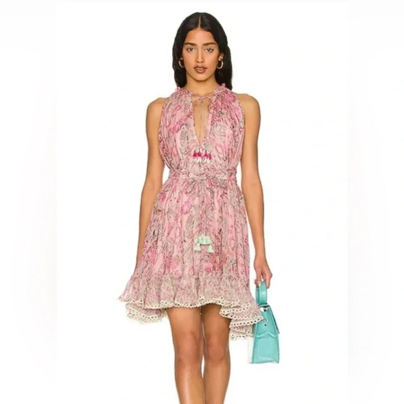 HEMANT & NANDITA Dresses & Skirts - HEMANT & NANDITA Pink Floral Halter Mini Dress